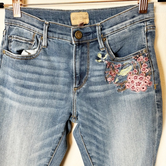Driftwood Denim Audrey Jeans Floral Embroidered Peacock 26 - Picture 2 of 8
